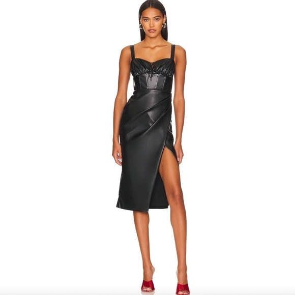 Revolve x Remi Black Faux Leather Gwen Dress (S) - Picture 1 of 12
